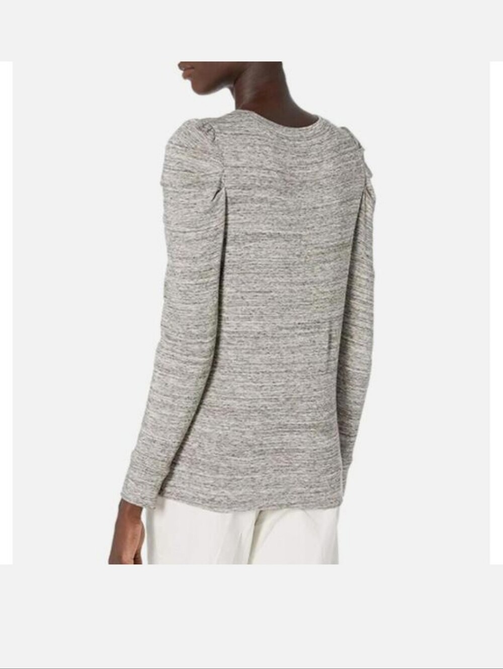 Daily Ritual Light Gray Ruched Shoulder Long-Sleeve Top - Picture 2 of 9